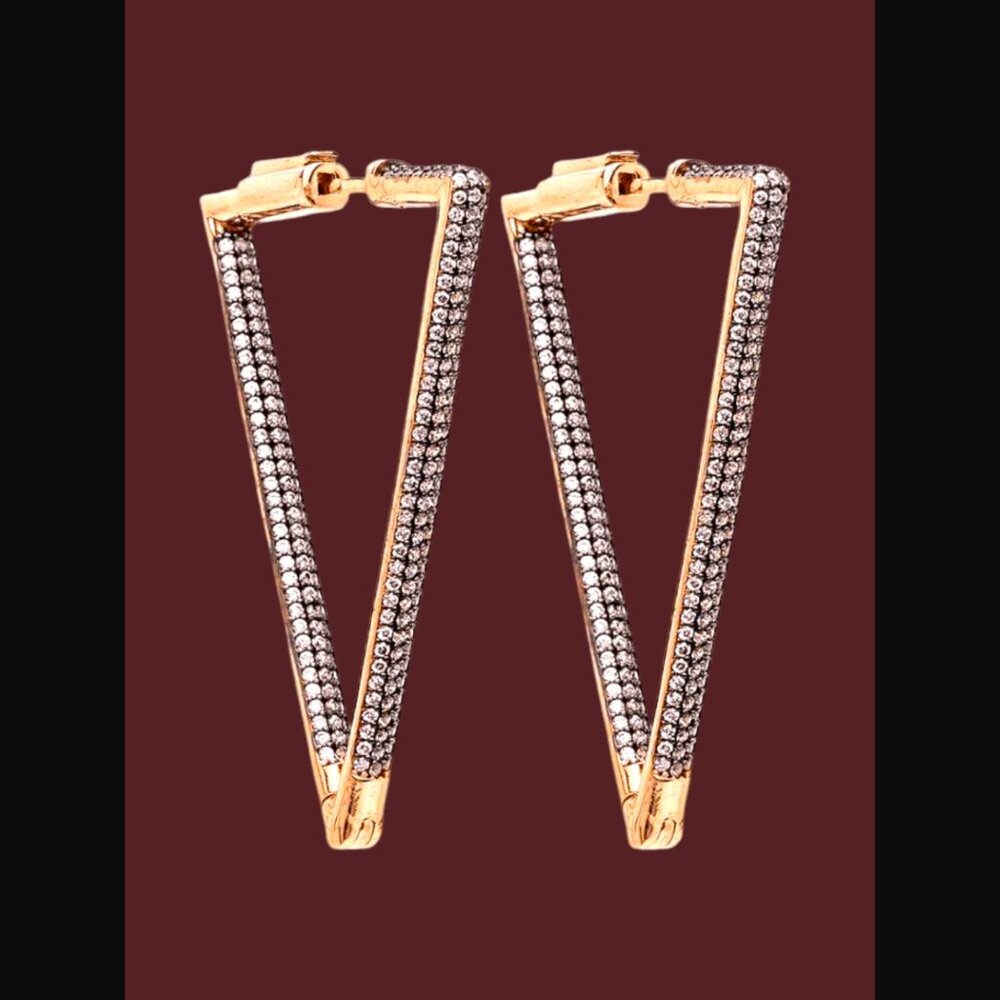 Nickho Rey Rose Gold 14k Vermeil 925 Sterling Silver Crystal 72mm Drop Earrings